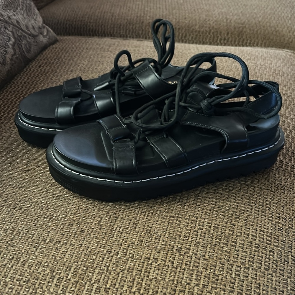 Black Strappy Platform Sandals - Picture 3 of 7